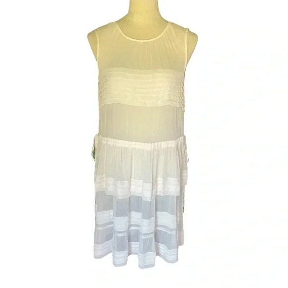 Club Monaco Ayto Sheer Tiered White Mini Dress Women Size 2 - Picture 3 of 7